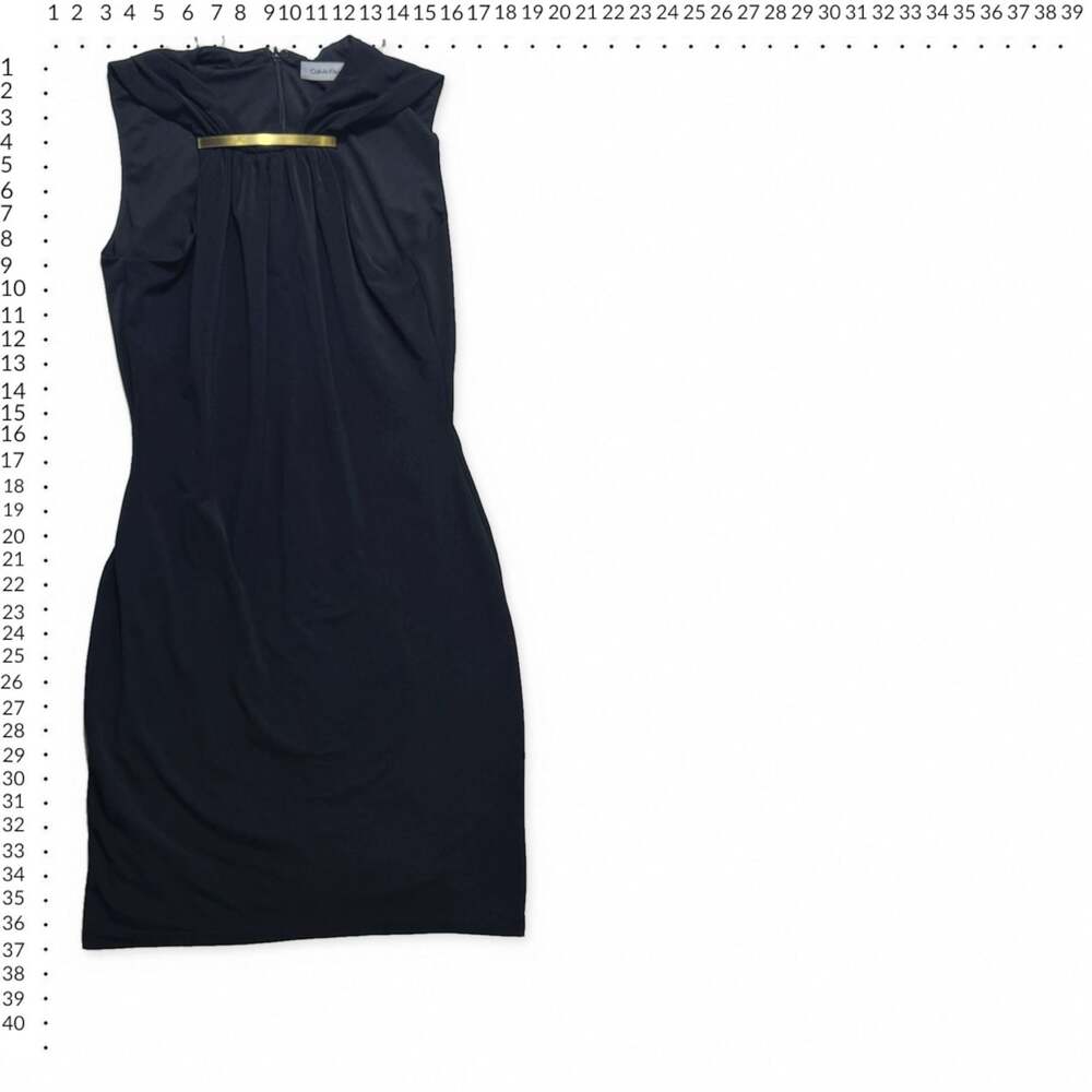 Calvin Klein Sleeveless Black Sheath Dress with Gold Tone Hardware - Picture 2 of 4